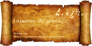 Leimeter Ágosta névjegykártya